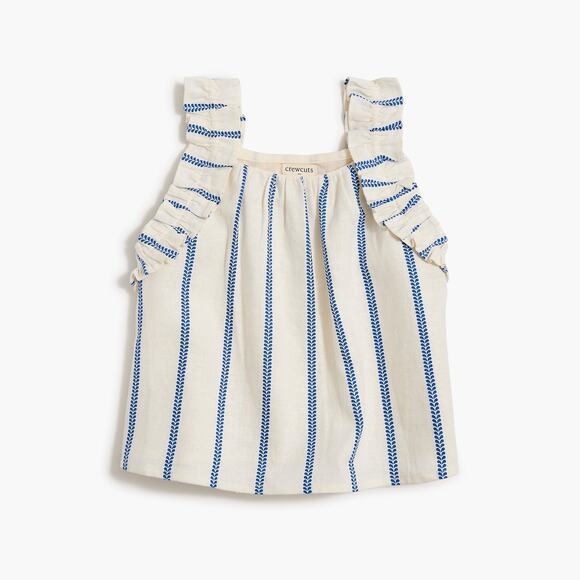 J.Crew CrewCuts Linen Blend Set Ruffle Strap Top & Tie Waist Pant Greece Set 3 - Picture 7 of 8